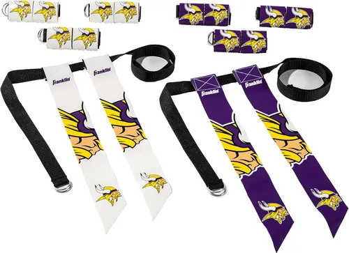 Miniatura 11 de Franklin Sports NFL - Conjuntos de fútbol con bandera del equipo de la NFL, cinturones + banderas, para niños + adultos, se adapta a cintura