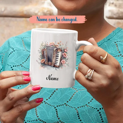 Miniatura 2 de Taza de café de acordeonista personalizada, 11 o 15 onzas, taza blanca para músico, regalo para los amantes del acordeonista