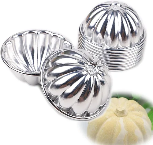 LoBake Moldes ondulados de aluminio para tartas de flores y calabazas, moldes de jalea para pudín, para magdalenas, herramientas para hornear (R23)