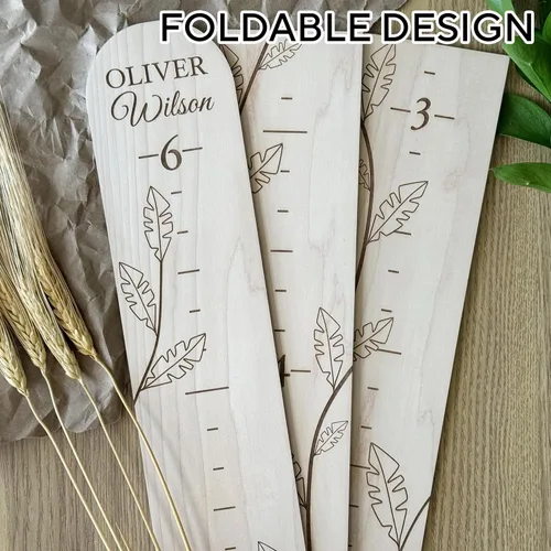 Miniatura 5 de Tabla de Crecimiento Personalizada de la Selva de Madera - Regla de Crecimiento Grabada para Niños, Tabla de Medición de Altura para Niños Bebés