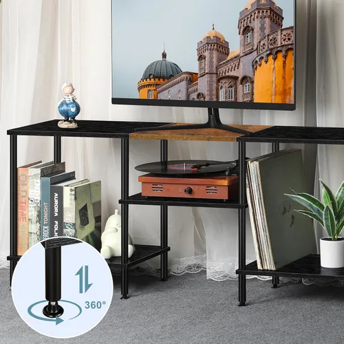 Miniatura 3 de Soportes de TV para sala de estar, soporte de TV de 50 pulgadas con toma de corriente, centro de entretenimiento con almacenamiento, mesa consola