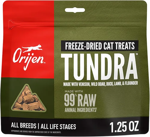 Miniatura 7 de ORIJEN Golosinas para gatos liofilizadas sin granos de alta proteína con ingredientes animales crudos originales, bolsa de 1.25 oz