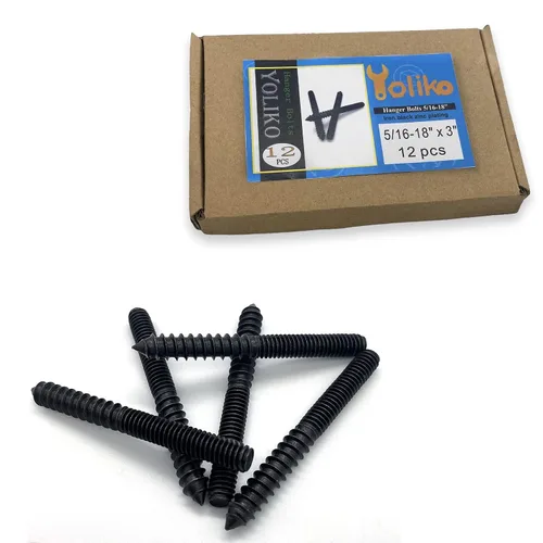 Miniatura 5 de Paquete de 12 unidades de pernos de gancho de 5/16-18 x 3 pulgadas negros