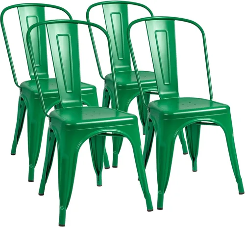 Miniatura 16 de Furmax Silla de comedor de metal para uso en interiores y exteriores, apilable, clásica, Trattoria, elegante, comedor, bistró, cafetería, sillas