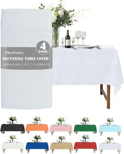 Miniatura 9 de Black Disposable Paper Tablecloth for Rectangle Tables 4 Pack, 54×108 Inch Waterproof 2 Ply Paper with Plastic Backing, Party Table Cover for