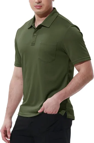 Miniatura 4 de BGOWATU Camisas polo de manga corta con cuello para hombre, camisas de golf de secado rápido con bolsillo