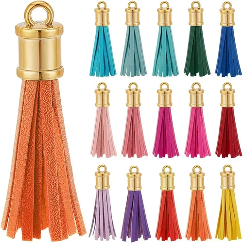 PH PandaHall 15 borlas de piel sintética, 15 colores, borlas de llavero de 3 pulgadas para manualidades y decoraciones