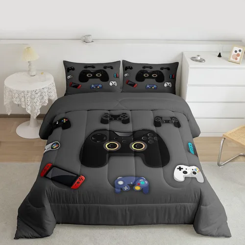 Miniatura 22 de Juego de edredón de videojuegos para niños y adolescentes, juego de ropa de cama para todas las estaciones, juego de ropa de cama