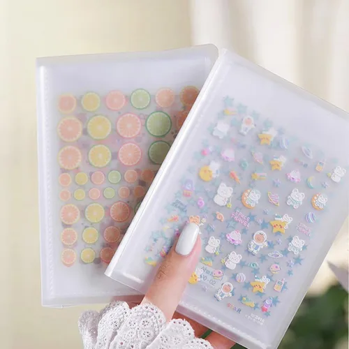 Miniatura 5 de 1 pieza libro de almacenamiento de calcomanías transparentes de 40 ranuras, organizador de calcomanías de uñas para coleccionar calcomanías, libro