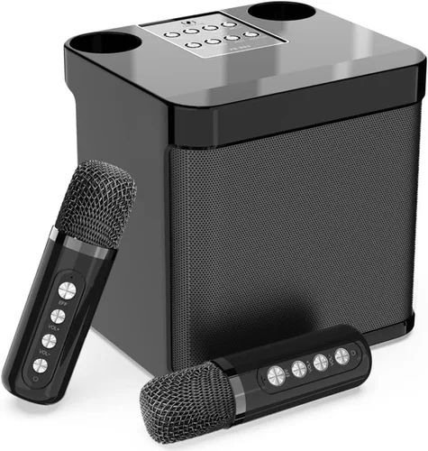 Máquina de karaoke para adultos y niños, altavoz portátil de karaoke Bluetooth con 2 micrófonos inalámbricos para TV, karaoke para cantar para
