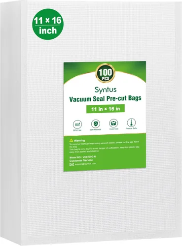 Miniatura 13 de Bolsas selladoras al vacío Syntus para alimentos, 100 unidades de pinta de 6" x 10", bolsa precortada de grado comercial, bolsas de vacío