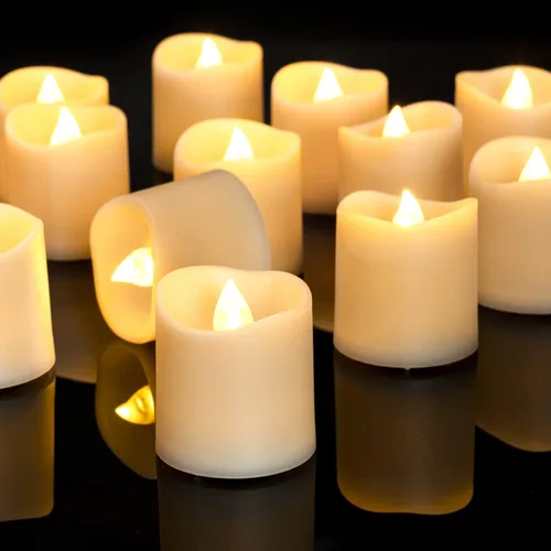 Miniatura 8 de Homemory - Paquete de 24 velas votivas LED sin llama, velas falsas eléctricas de luz blanca cálida con duración de más de 200 horas, velas de té
