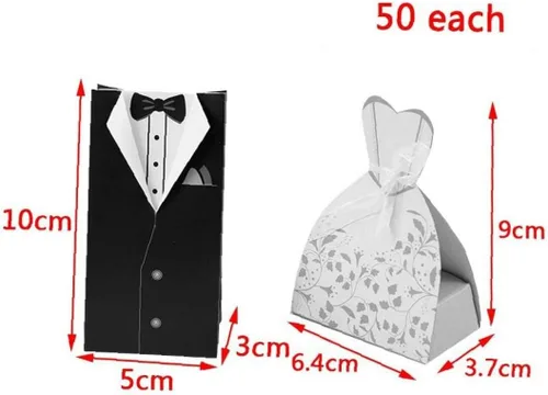 Miniatura 2 de 100 bolsas de regalo de boda para novios, suministros de fiesta