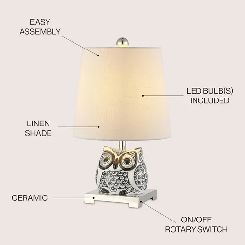 Miniatura 2 de JONATHAN Y JYL3014C Justina - Minilámpara led de mesa de 16 pulgadas, de cerámica, para casa de campo, dormitorio, sala de estar, oficina, Negro