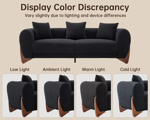 Miniatura 7 de Morden Fort Sherpa Boucle Sillón Individual de Sofá, Sofá Moderno Tapizado Silla Profunda con Almohada Decorativa Suave Amigable con la Piel Silla