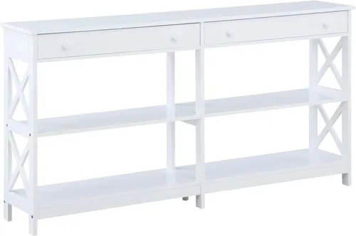 Miniatura 10 de Convenience Concepts Oxford - Mesa consola de 2 cajones con estantes, 60 pulgadas, color negro