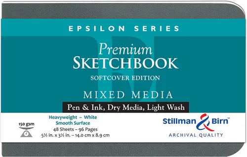 Miniatura 5 de Stillman & Birn Epsilon Series - Cuaderno de bocetos de tapa blanda, 5.5 x 8.5 pulgadas, 150 GSM (pesado), papel blanco, superficie lisa