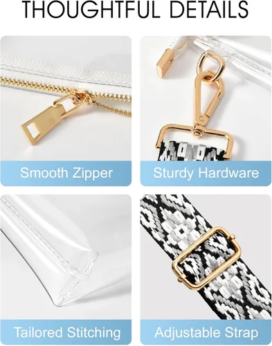 Miniatura 5 de Bolso transparente para mujer, pequeña bolsa transparente para eventos de estadio, bolso cruzado para conciertos, fiestas, fanáticos