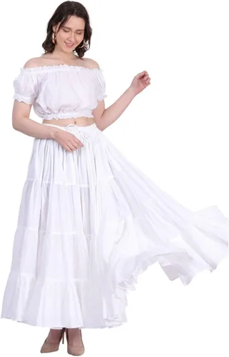 Miniatura 7 de Wevez Falda gitana 25 yardas color liso de algodón para mujer