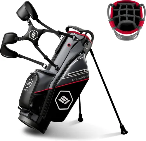Emerald Isle Bolsa de Golf de Pie con Divisor de Longitud Completa de 14 Vías, Bolsa de Transporte Resistente con Capucha para Lluvia, Múltiples