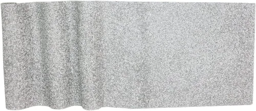 Camino de mesa luminoso, diamantes de imitación coloridos y brillantes, parte trasera antideslizante, para diversión o mesa de comedor formal, Plata
