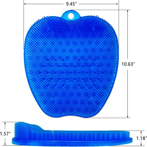Miniatura 2 de AXLOFO® Alfombrilla de ducha para pies, tamaño XL más grande, con ventosas antideslizantes, limpia, exfolia, masajea tus pies sin doblarse, Azul