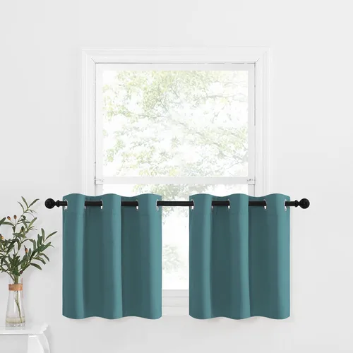 Miniatura 160 de NICETOWN Cortinas opacas de cocina para ventana sobre el fregadero, aislamiento térmico, decoración del hogar, pequeños niveles opacos con ojales