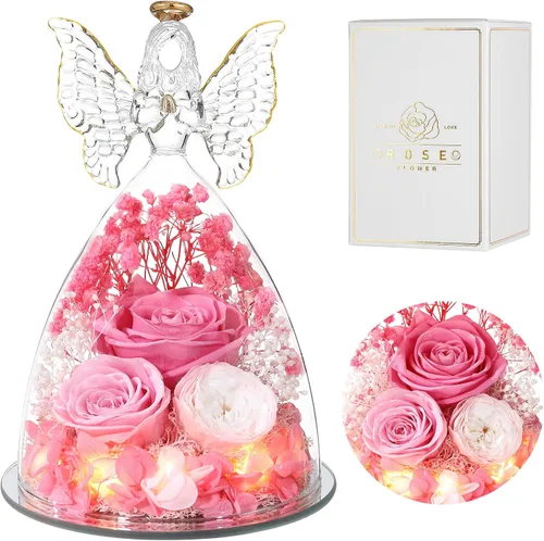 Miniatura 19 de Ocosy Regalos de rosas para el Día de la Madre para ella, regalos de rosas grandes para mujeres, rosas reales para siempre en figuras de ángel