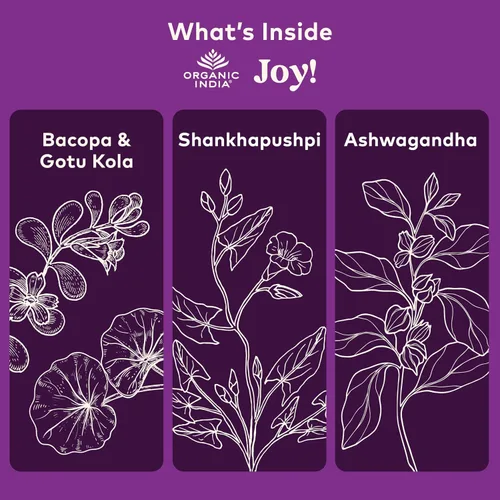 Miniatura 3 de ORGANIC INDIA Joy Suplemento de hierbas – Apoyo inmunológico, promueve la memoria y la concentración, vegano, sin gluten, Kosher, certificado
