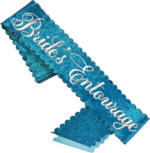 Miniatura 37 de Something Blue Gift for Bride To Be Sash - Banda de satén de grado nupcial - Decoraciones de despedida de soltera azul turquesa, Juego de 2 piezas