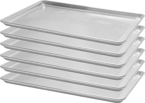 Miniatura 12 de BIEAMA Paquete de 12 bandejas para hornear de tamaño medio, bandeja comercial de aluminio para horno, congelador, panadería, hotel, restaurante, 13