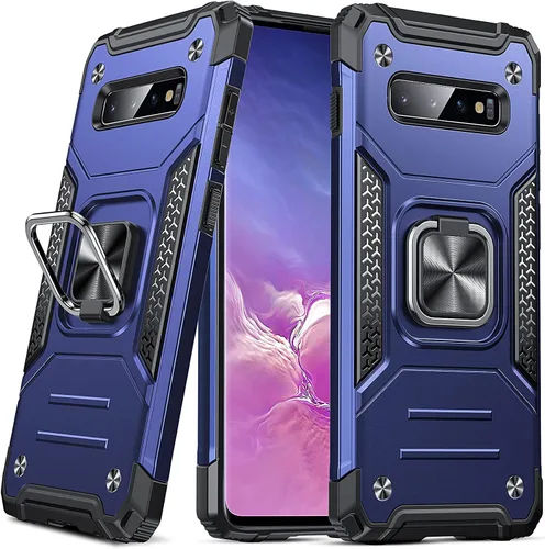 Miniatura 12 de Anqrp Funda para Galaxy S22 Ultra, Funda Protectora de Teléfono de Grado Militar con Soporte Plegable de Anillo de Metal Giratorio