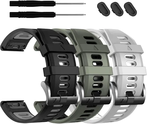 EZMVZKU 26mm Quickfit Watchbands for Fenix 8 AMOLED 51mm/Fenix 7X/7X Pro/6X/6X Pro/5X Plus/3 HR, Sport Silicone Straps Compatible with Garmin Enduro