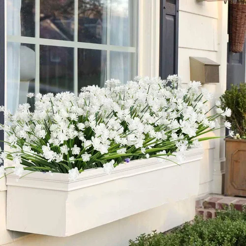 Miniatura 6 de Flores artificiales, 8 paquetes de plantas artificiales para exteriores, resistentes a los rayos UV, plantas artificiales, arbustos para interiores