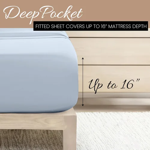 Miniatura 5 de Linen Market Sábanas para cama de tamaño King (azul claro) – Duerme mejor que nunca con estas sábanas King suaves y refrescantes – Bolsillo profundo