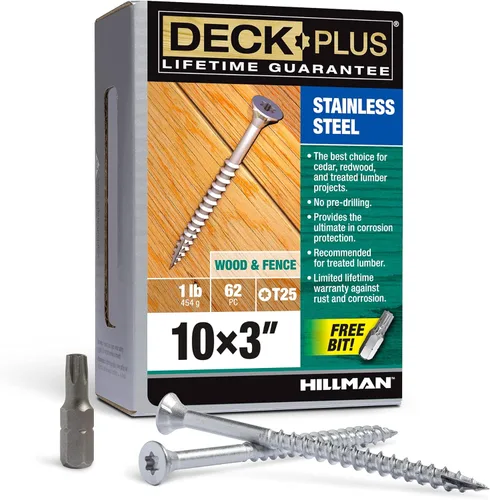 Miniatura 27 de Deck Plus Tornillos para valla y madera exterior con revestimiento epoxi de 3 pulgadas #10 x 3 Torx/Star Drive Incluido, rosca gruesa, tornillo