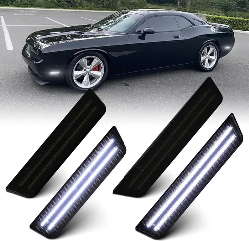 Luces LED blancas de marcador lateral para Dodge Challenger 2008 2009 2010 2011 2012 2013 2014 luces reflectoras de señal de parachoques delantero