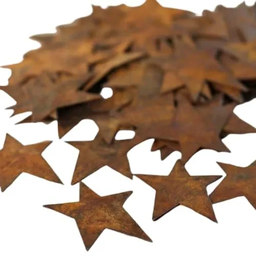 Miniatura 17 de Paquete de 36 recortes de estrella de hojalata oxidada, estrellas de metal oxidadas para manualidades – Primitivo, rústico campestre, manualidades