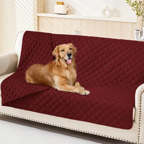 Miniatura 43 de Smiry Funda impermeable para cama de mascota, suave y lavable, para muebles, cama, sofá, reversible, a cuadros (30 x 53 pulgadas, color beige/beige)