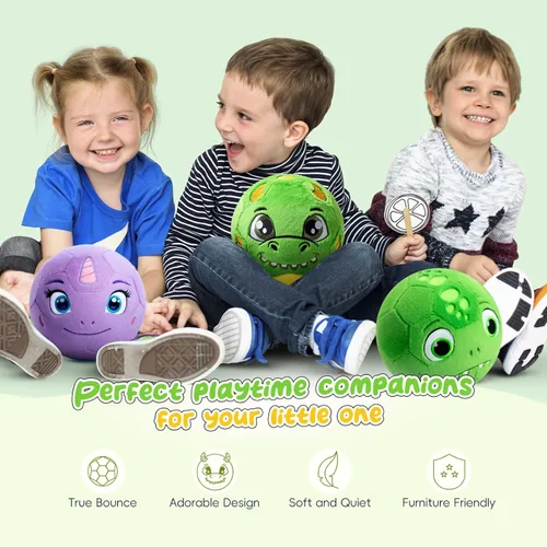 Miniatura 2 de VangeBow Pelotas de fútbol silenciosas para interiores para niños pequeños de 1 a 3 años, pelota de fútbol inflable de felpa suave para bebés
