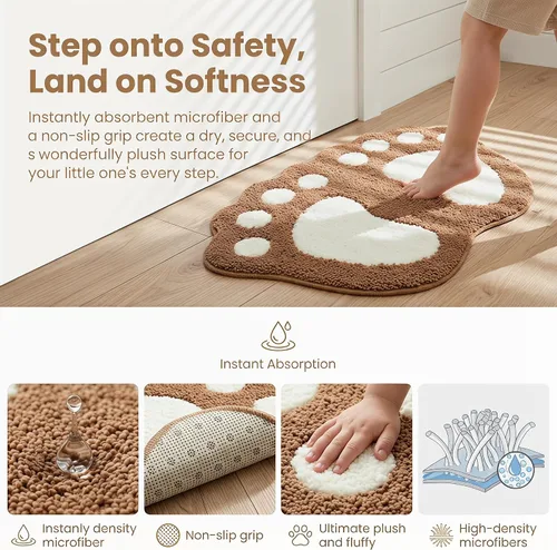 Miniatura 2 de TOPCHANCES Tapete de baño, antideslizante y grande para pies grandes, tapete de baño absorbente de agua, tapete de microfibra para inodoro, tapete
