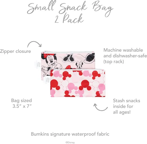 Miniatura 5 de Bumkins Disney Bolsas Reutilizables para Aperitivos, para el Almuerzo Escolar de Niños y para Porción de Adultos, Tela Lavable, Bolsa de Tela A4