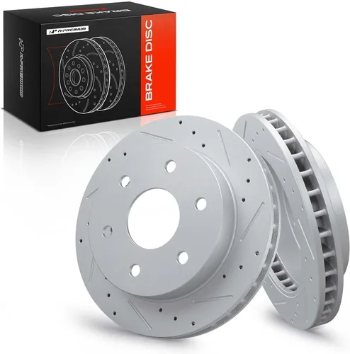 A-Premium Rotores de freno de disco perforados y ranurados delanteros de 11.81 pulgadas (11.811 in) compatibles con modelos seleccionados de Hyundai