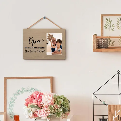 Miniatura 5 de MAQIKA Opa Du Bist Der Beste - Marcos de fotos de madera para abuelo alemán, regalo de Navidad para abuelo de parte de nietos, marco de fotos
