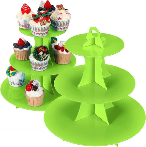 Miniatura 15 de YLDW Soporte para Cupcakes de 3 Niveles, Soporte para Pastel, Torre de Soporte para Cupcakes DIY Escalonada para Exhibiciones de Mesa de Postres