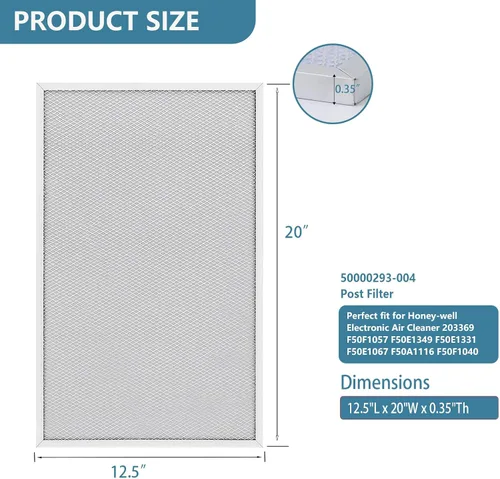 Miniatura 2 de Filtro de poste de repuesto actualizado 50000293-004 para filtro de aire electrónico Honeywell 203369 F300 F300A F50F F58F 20 x 12.5 pulgadas