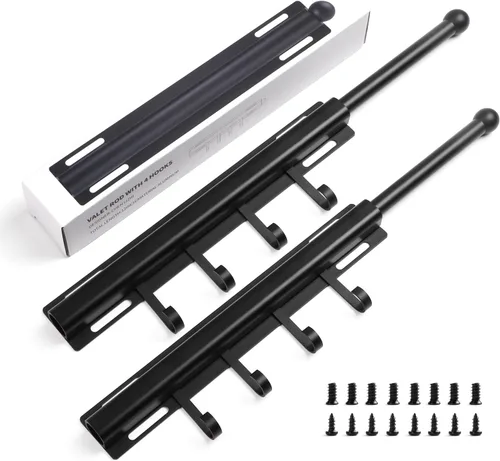 Miniatura 20 de BaiNong Barra de valet de 12 pulgadas para armarios Barra de valet extraíble para armario Deslizante en negro Barra de colgar extraíble para ropa
