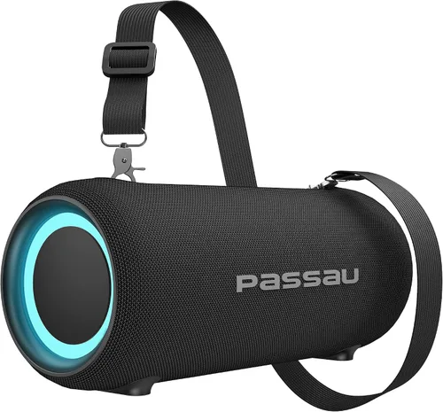 Passau Altavoces Bluetooth portátiles con sonido estéreo de pico de 40 W, radiadores pasivos, graves profundos, reproducción durante todo el día,