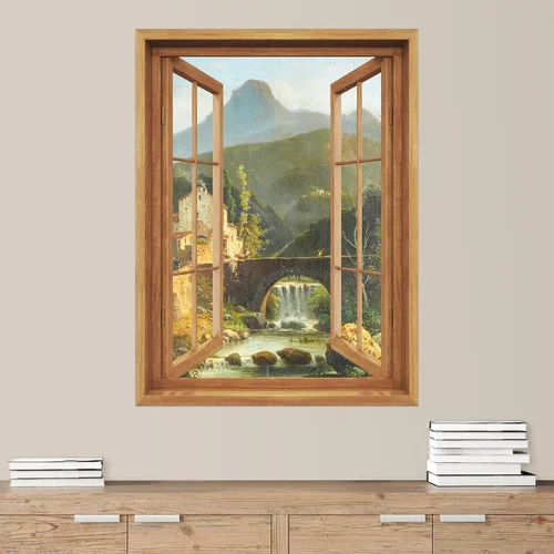 Miniatura 17 de SIGNWIN Adhesivo de pared removible/mural de pared para ventana, vegetación exuberante y árboles iluminados por el sol, fotografía, realismo