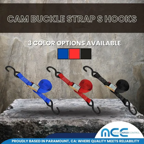Miniatura 6 de Mega Cargo Control - Hebilla de leva resistente de 1" x 6' con ganchos S recubiertos de negro - WLL 400 lbs. Paquete de 4